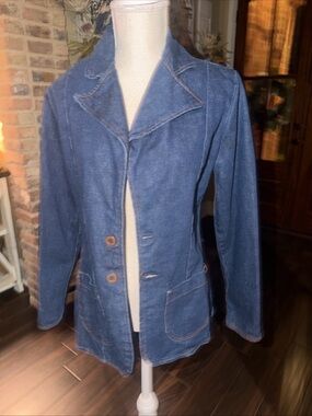 Vintage 1970s Denim Jacket Maverick Misses Blazer Women’s Size Large Made In USA